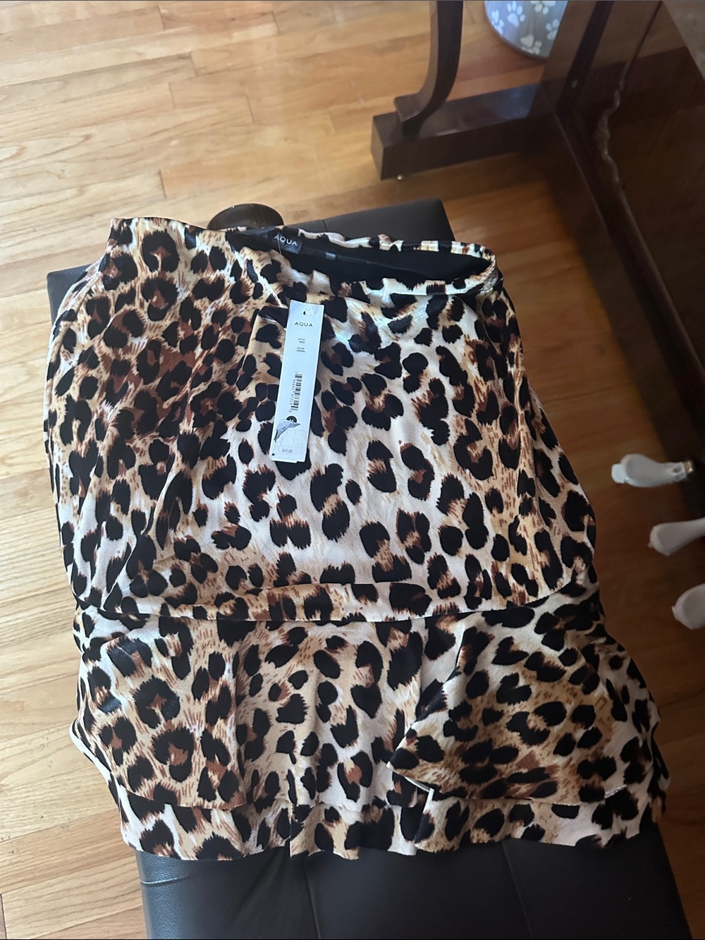 Aqua Leopard Print mini skirt - Black, Brown, Cream, velvet material